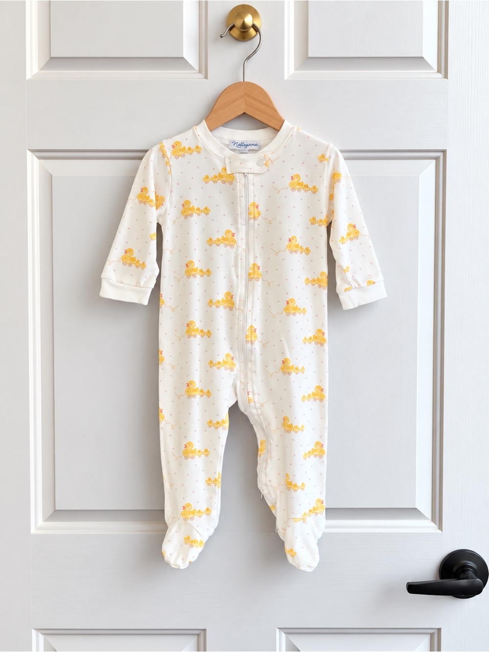 Nellapima Baby 6-9M Pima Cotton Yellow Duck Footie Sleeper